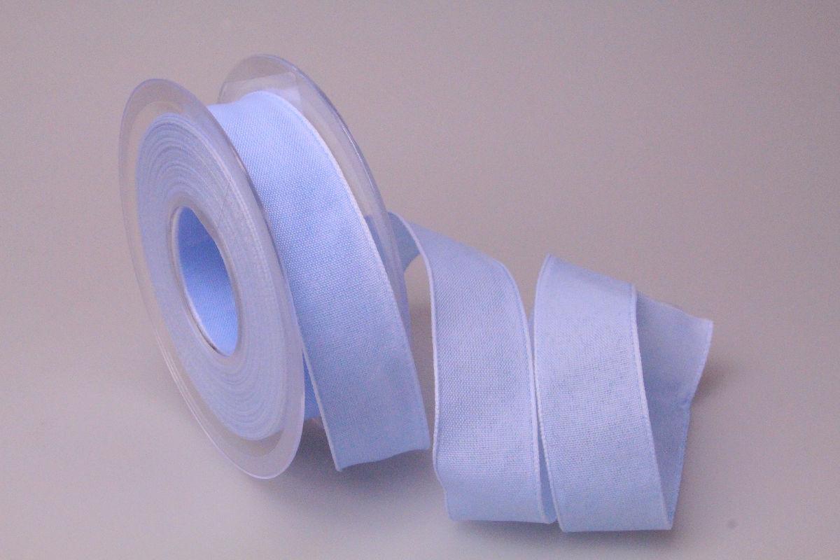 Dekoband Rustico hellblau 25mm ohne Draht