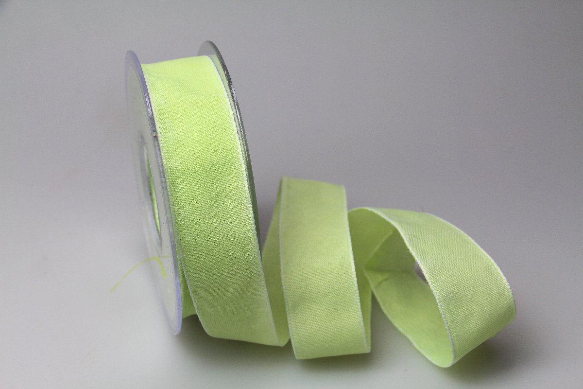 Dekoband Rustico hellgrün 25mm ohne Draht