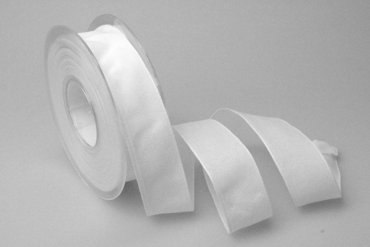 Dekoband Rustico weiß 25mm ohne Draht