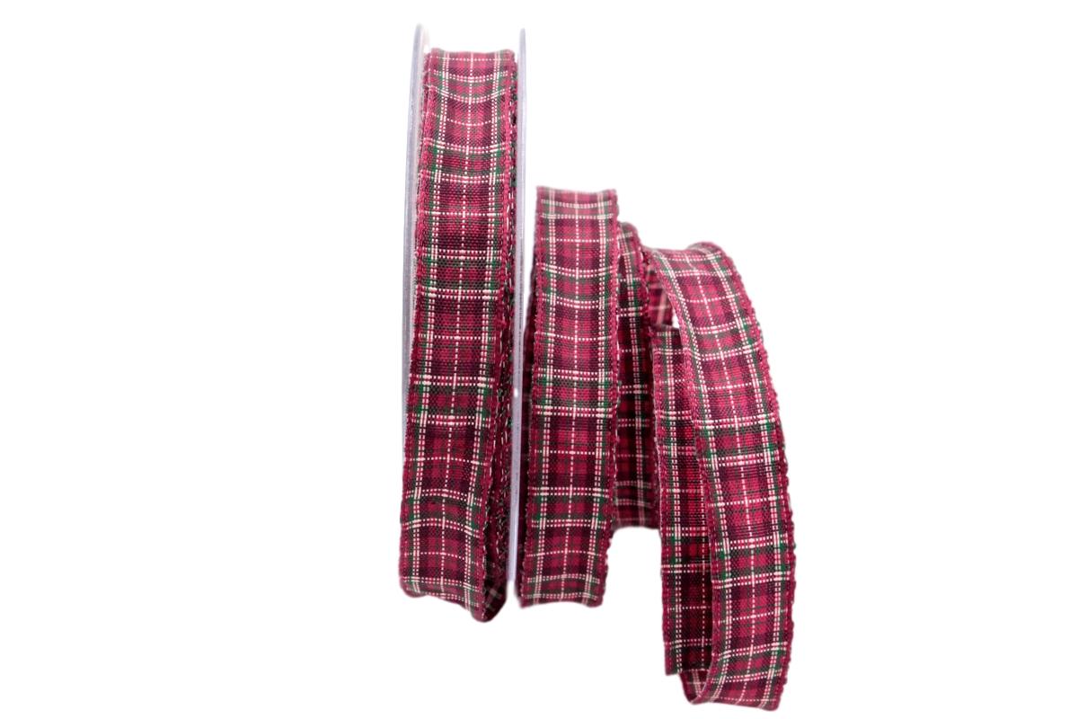 Dekoband Schottenkaro pink 15mm mit Draht