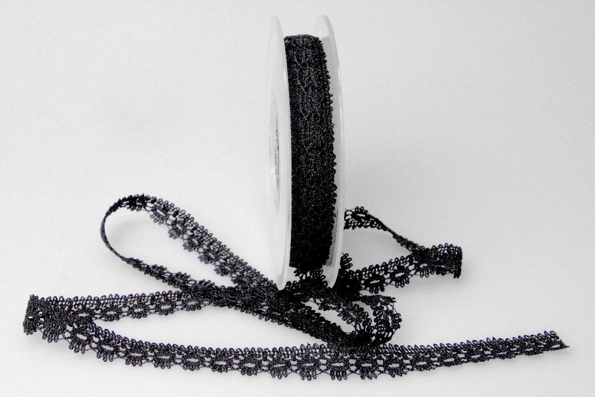 Dekoband Spitze 15mm schwarz ohne Draht
