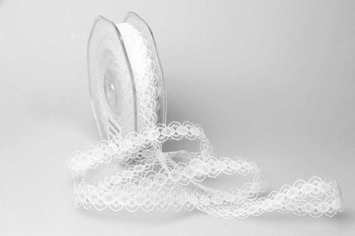 Dekoband Spitze 15mm weiß ohne Draht