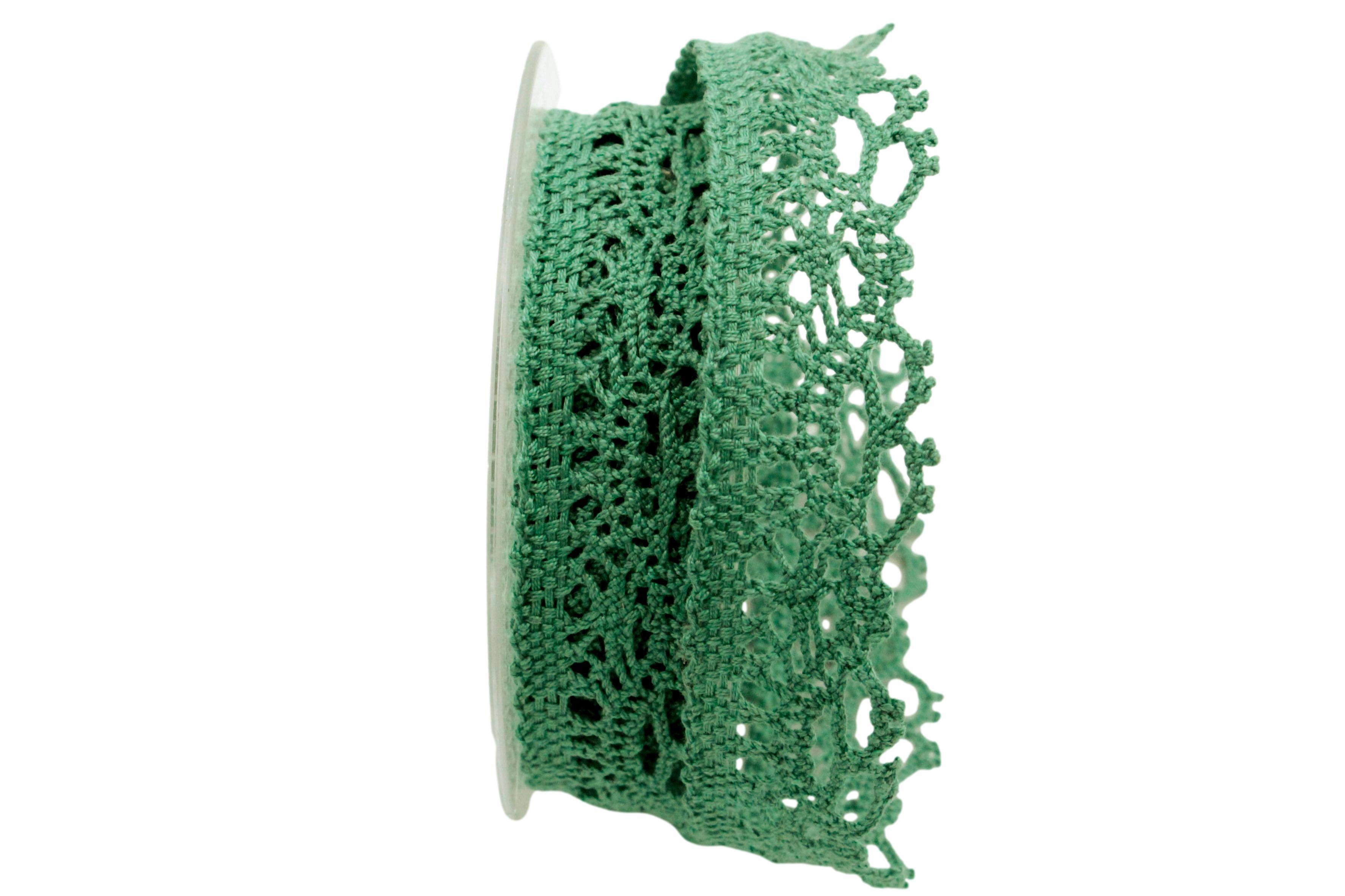 Dekoband Spitze 25mm grün ohne Draht