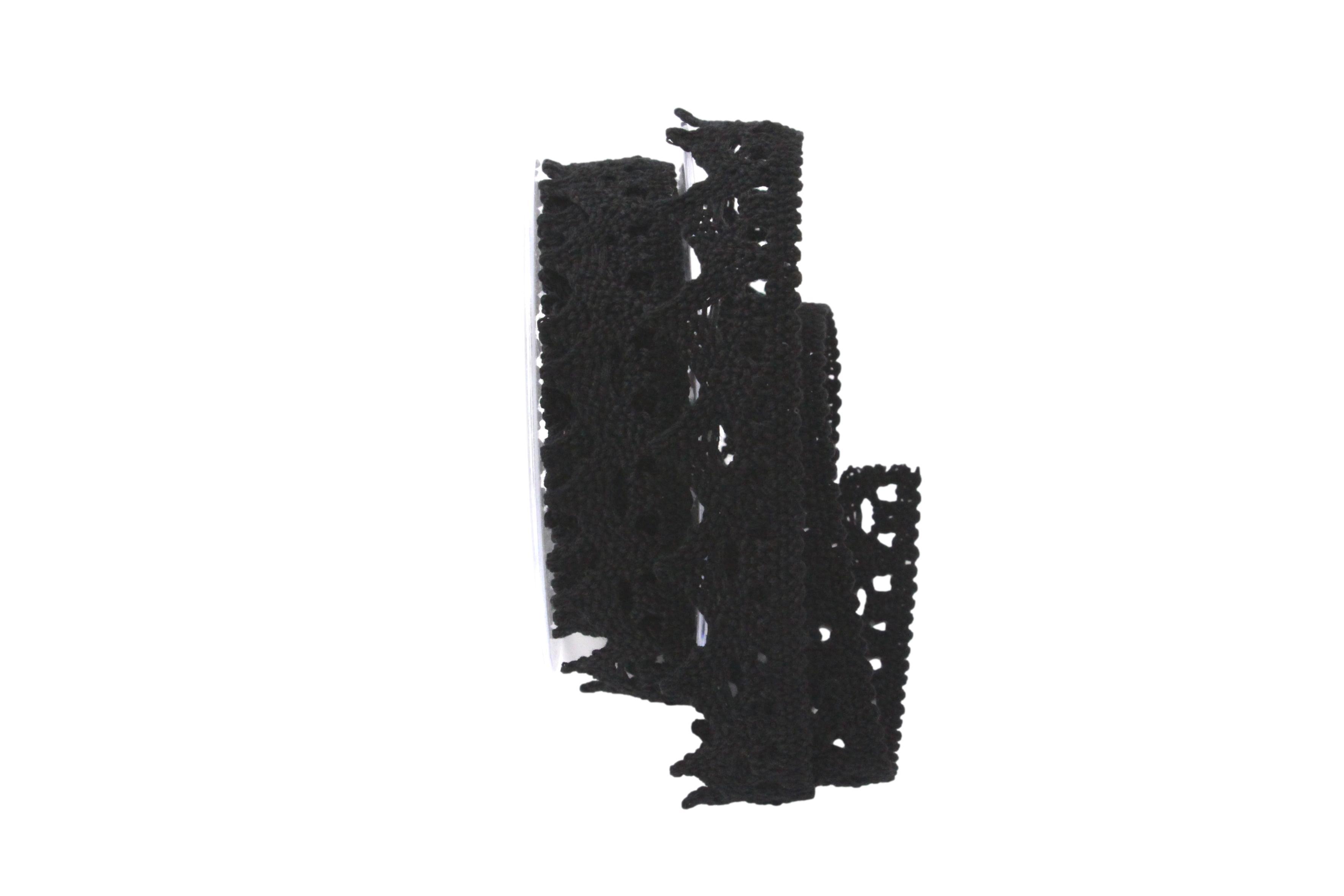 Dekoband Spitze 25mm schwarz ohne Draht