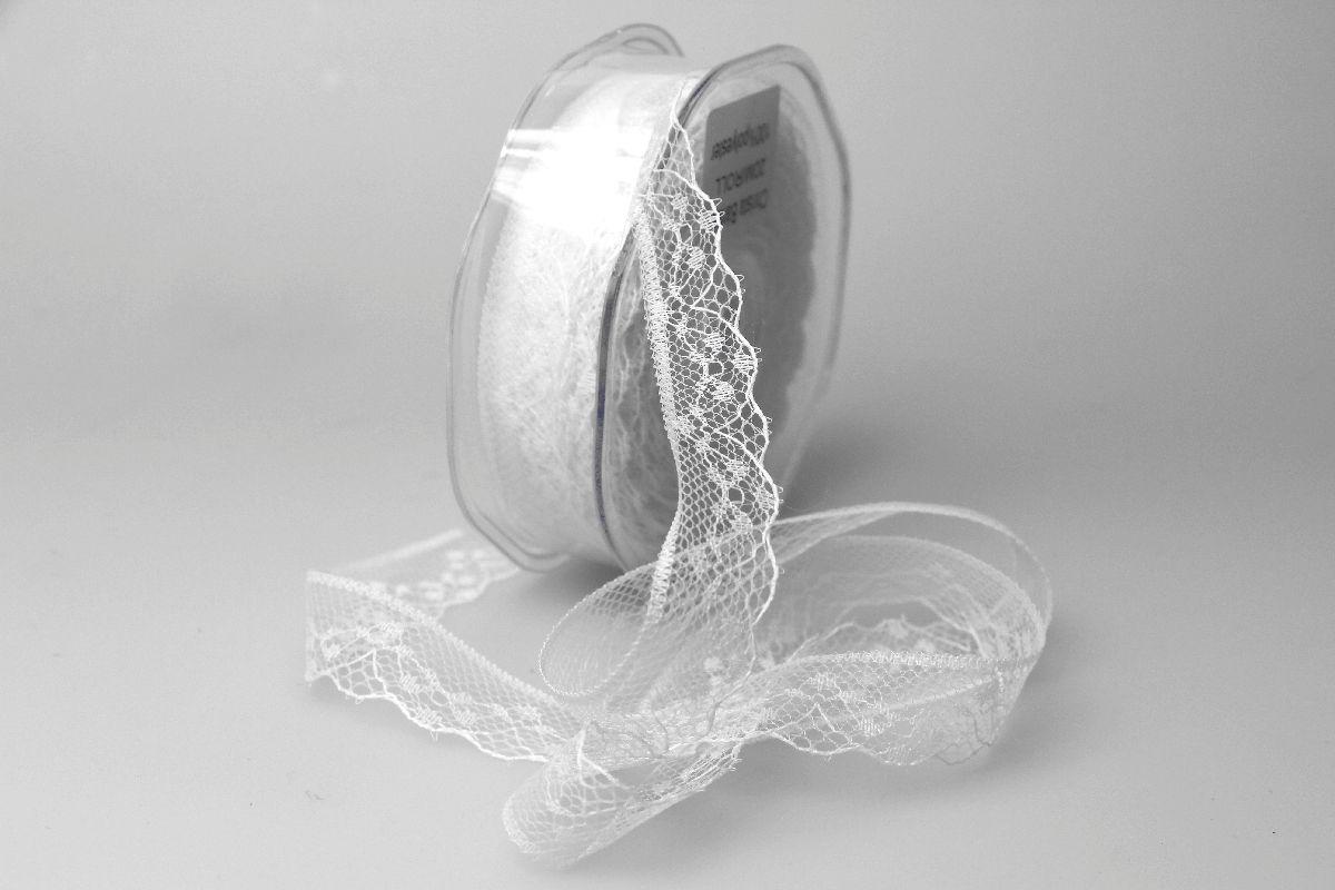 Dekoband Spitze 20mm weiß ohne Draht
