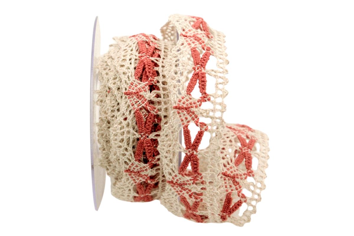 Dekoband Spitze 30mm natur / altrosa ohne Draht