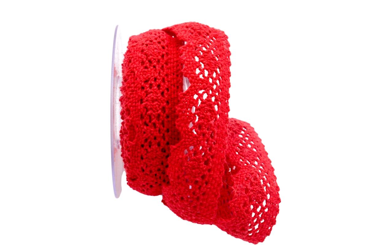 Dekoband Spitze 33mm rot ohne Draht