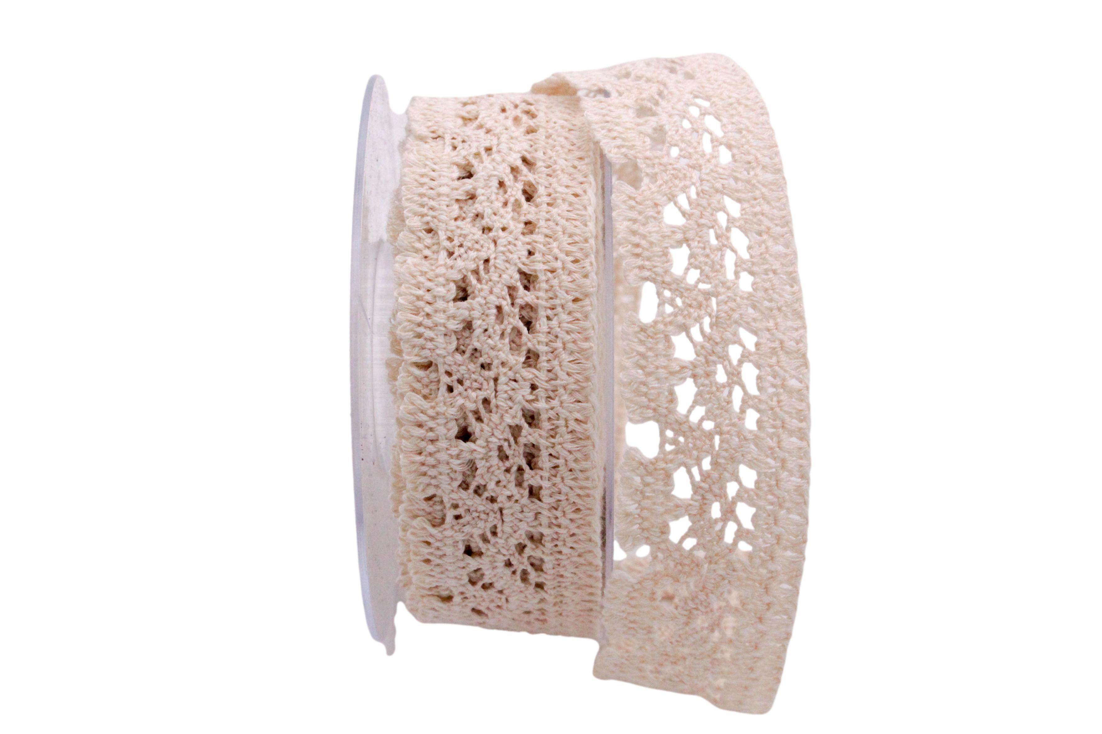Dekoband Spitze 35mm creme dunkel ohne Draht