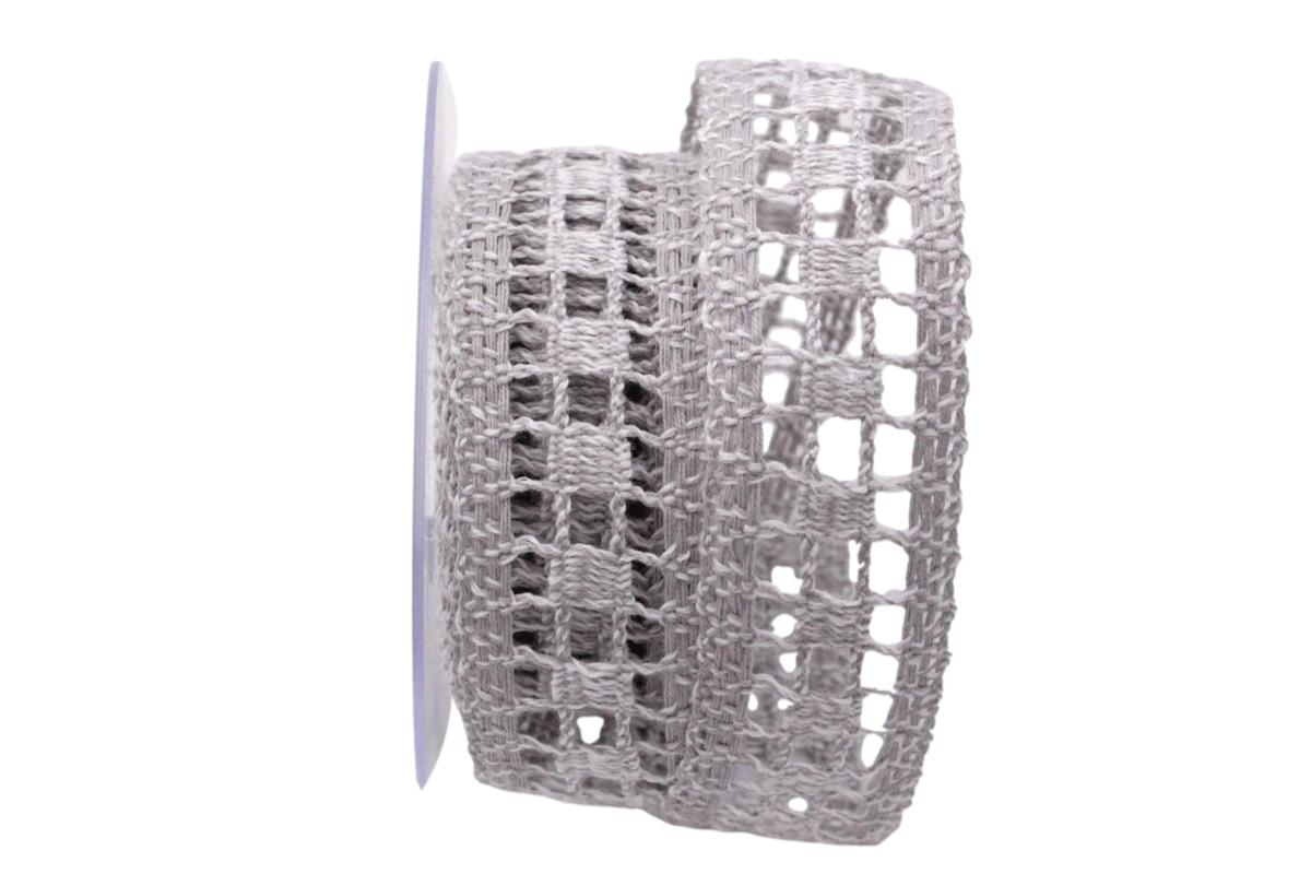 Dekoband Spitze 35mm grau ohne Draht
