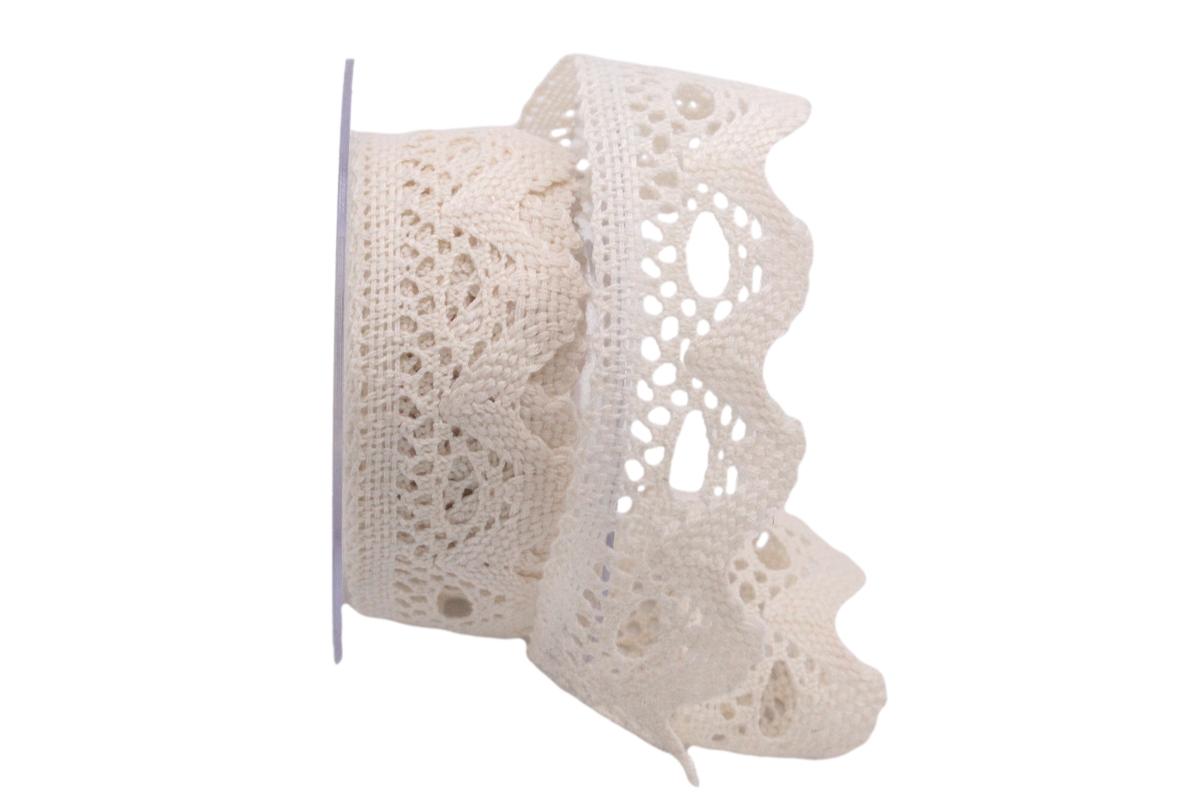 Dekoband Spitze 38mm creme ohne Draht