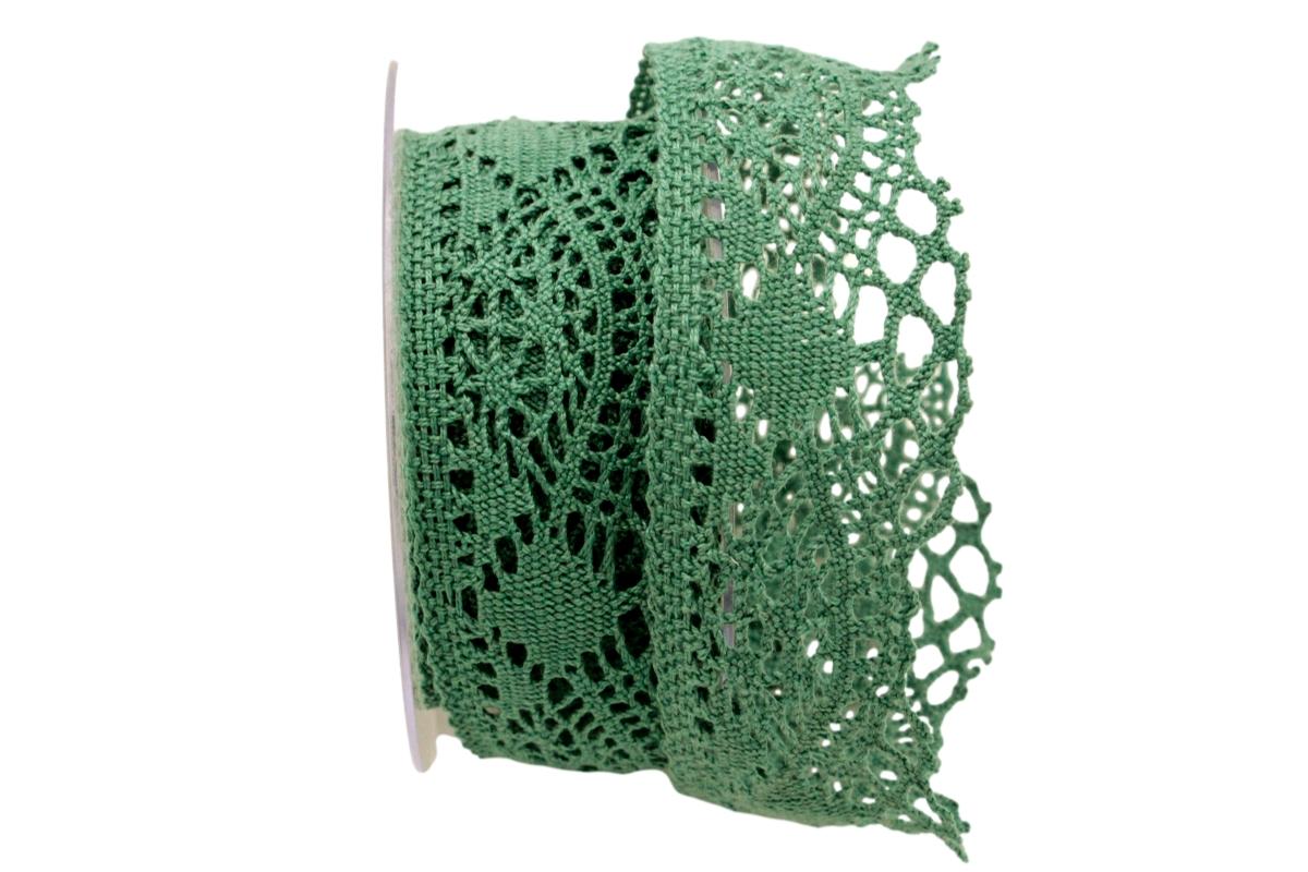 Dekoband Spitze 40mm grün ohne Draht