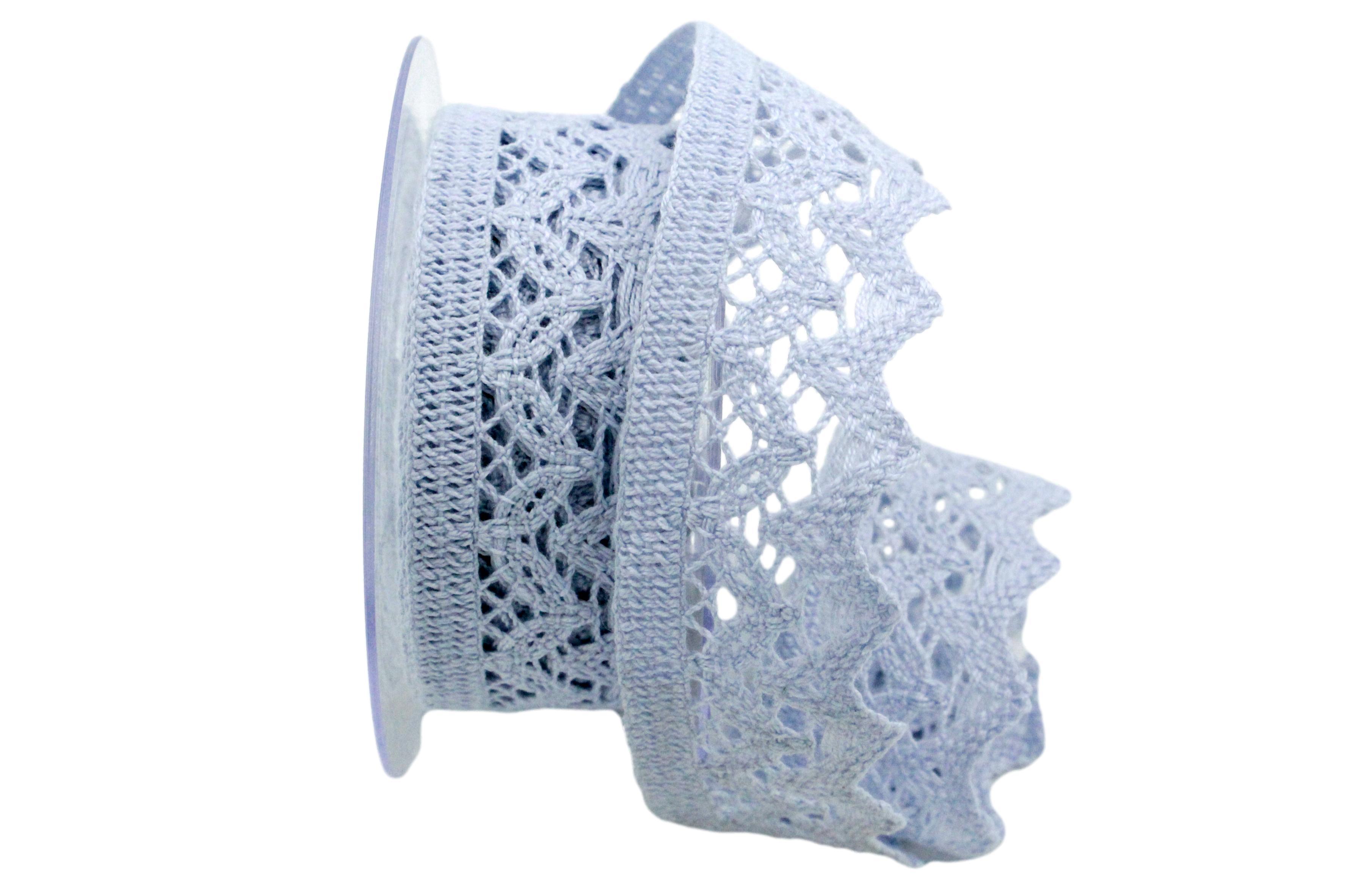 Dekoband Spitze 40mm hellblau ohne Draht