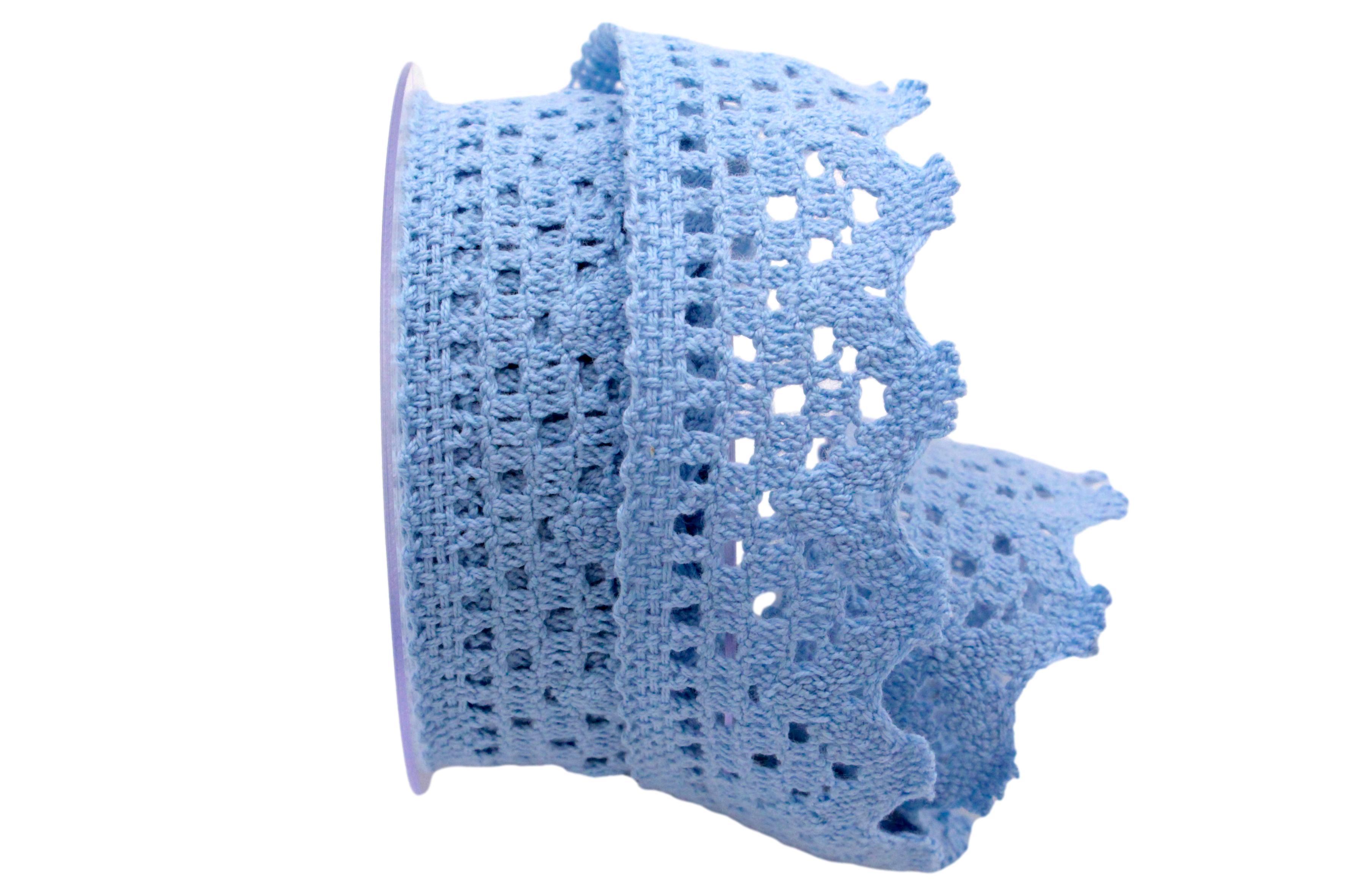 Dekoband Spitze 40mm hellblau ohne Draht