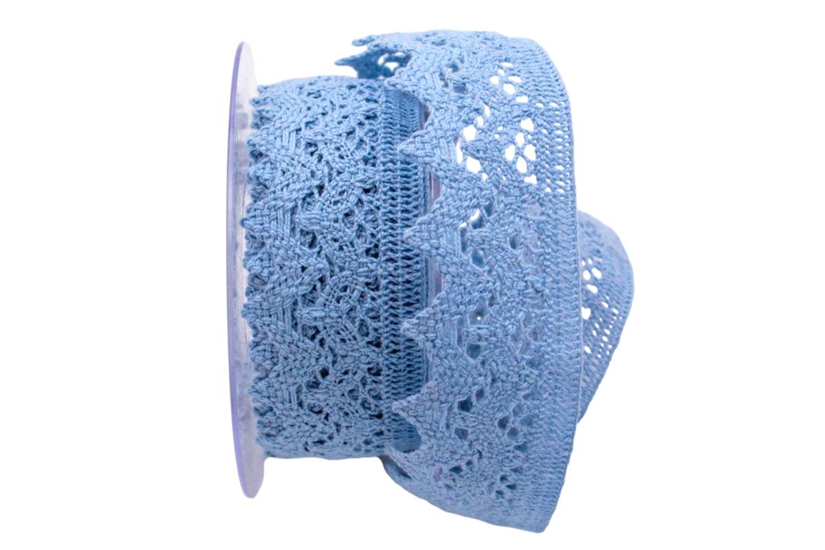 Dekoband Spitze 40mm hellblau ohne Draht