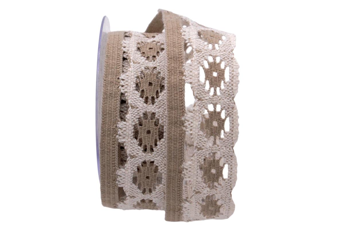 Dekoband Spitze 40mm natur / braun ohne Draht