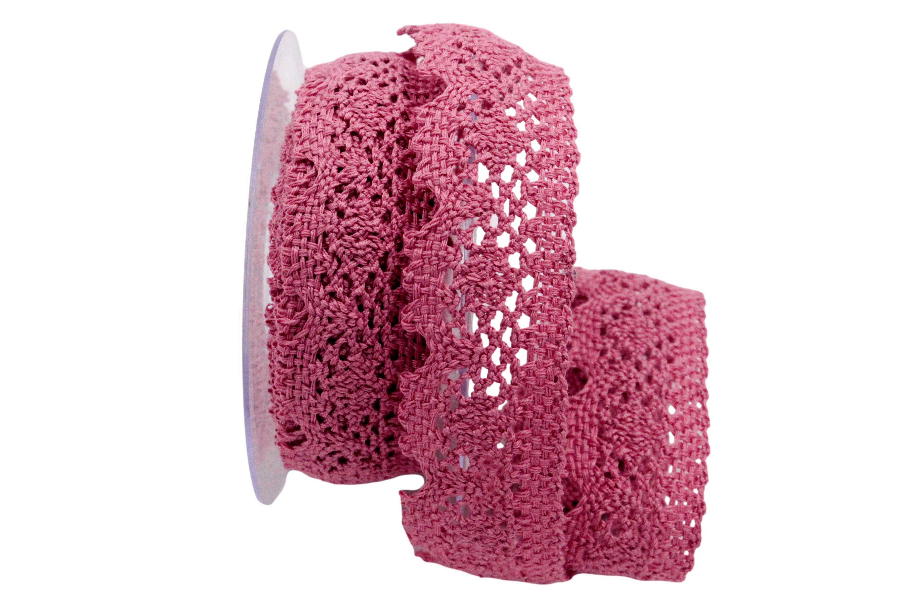 Dekoband Spitze 40mm rosa dunkel ohne Draht