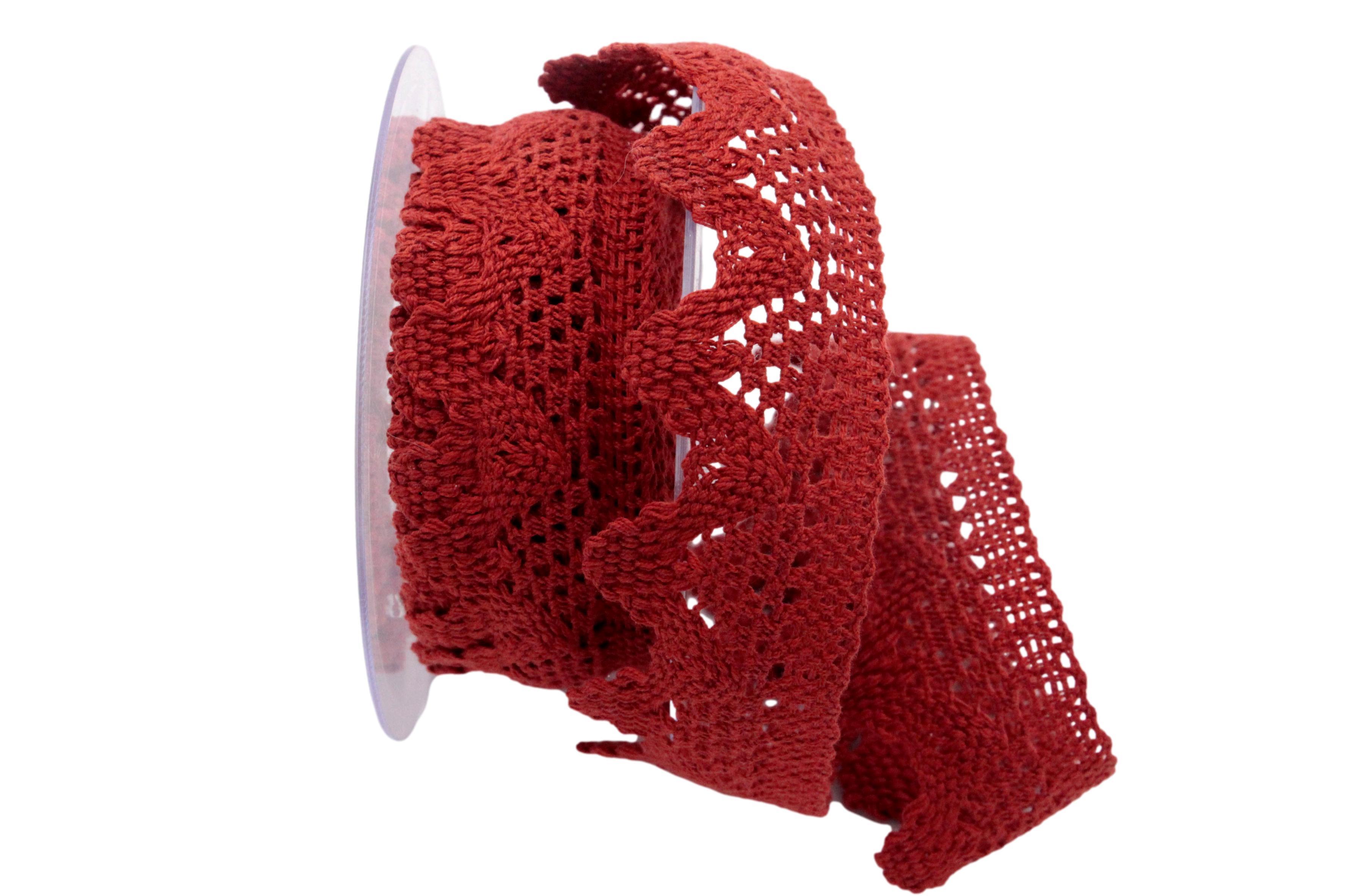 Dekoband Spitze 40mm rost - rot ohne Draht