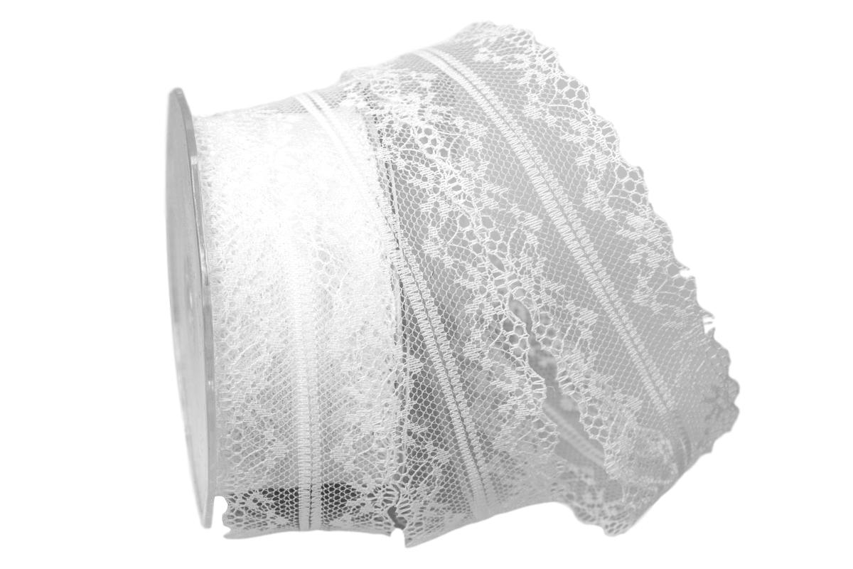 Dekoband Spitze 40mm weiß ohne Draht