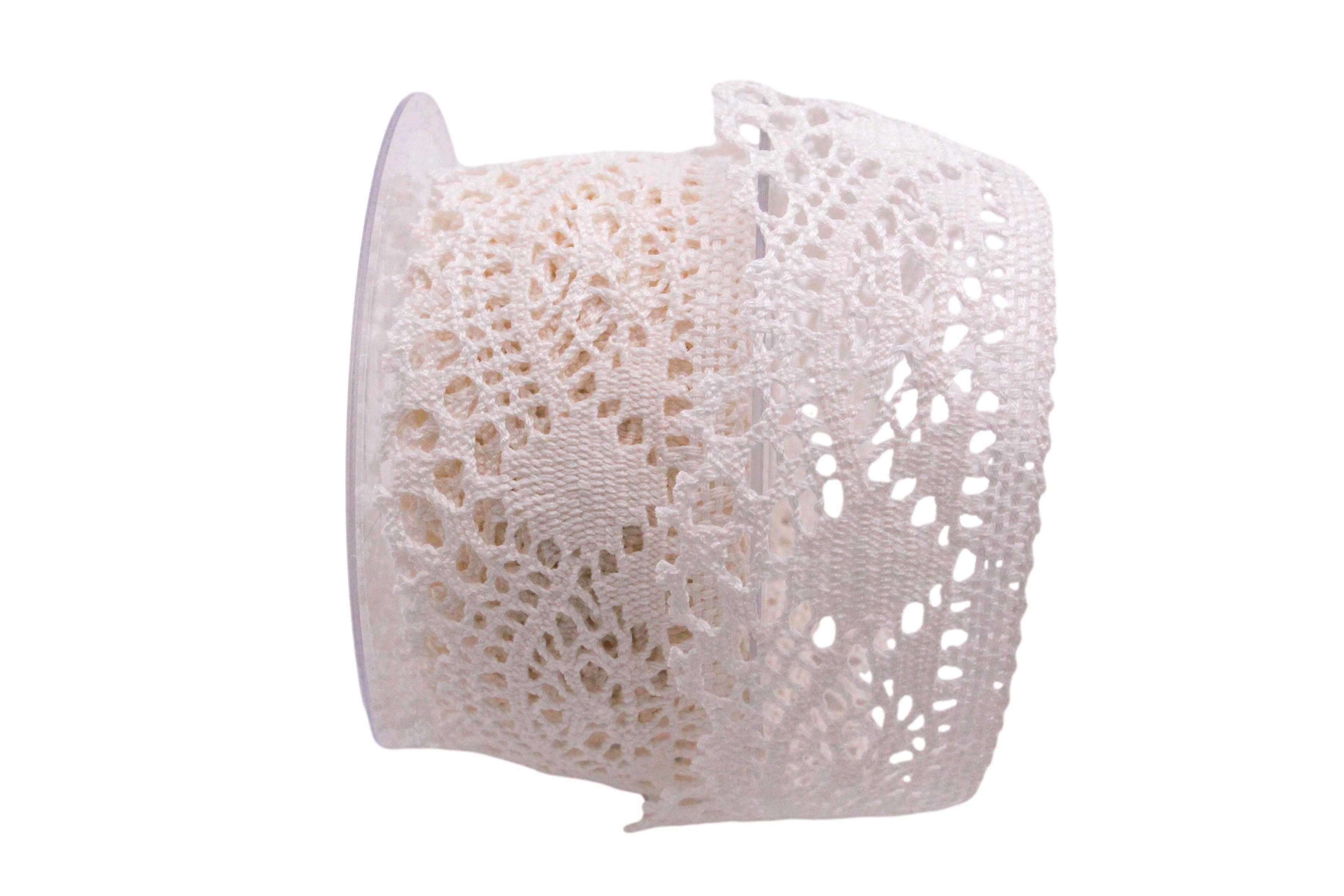 Dekoband Spitze 50mm creme ohne Draht