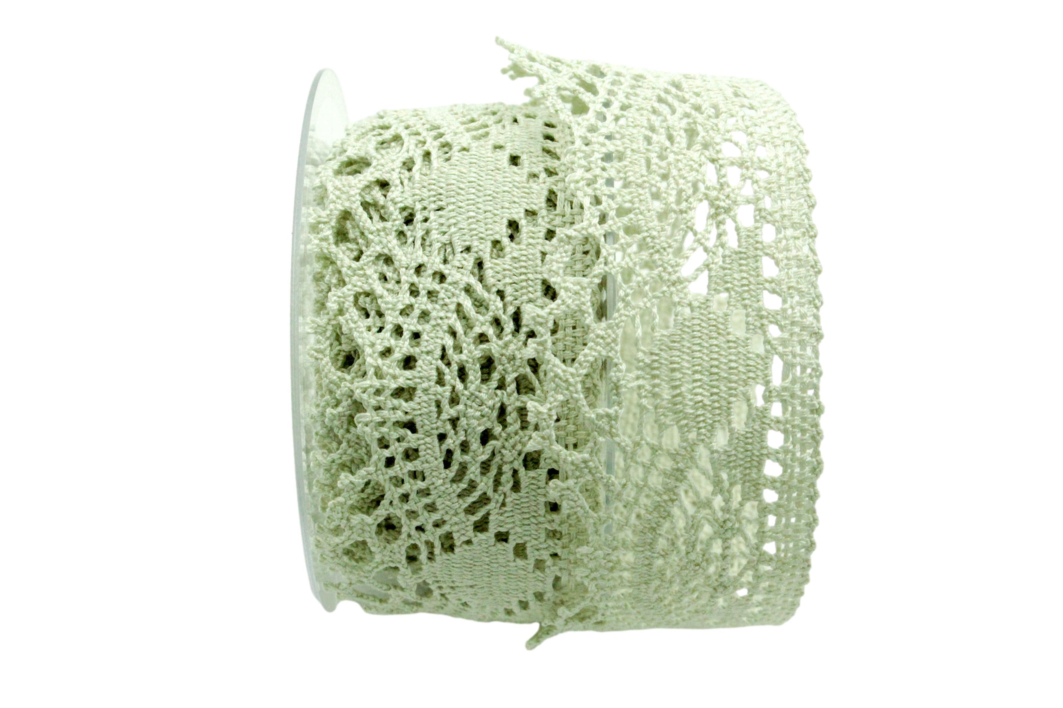 Dekoband Spitze 50mm lindgrün ohne Draht