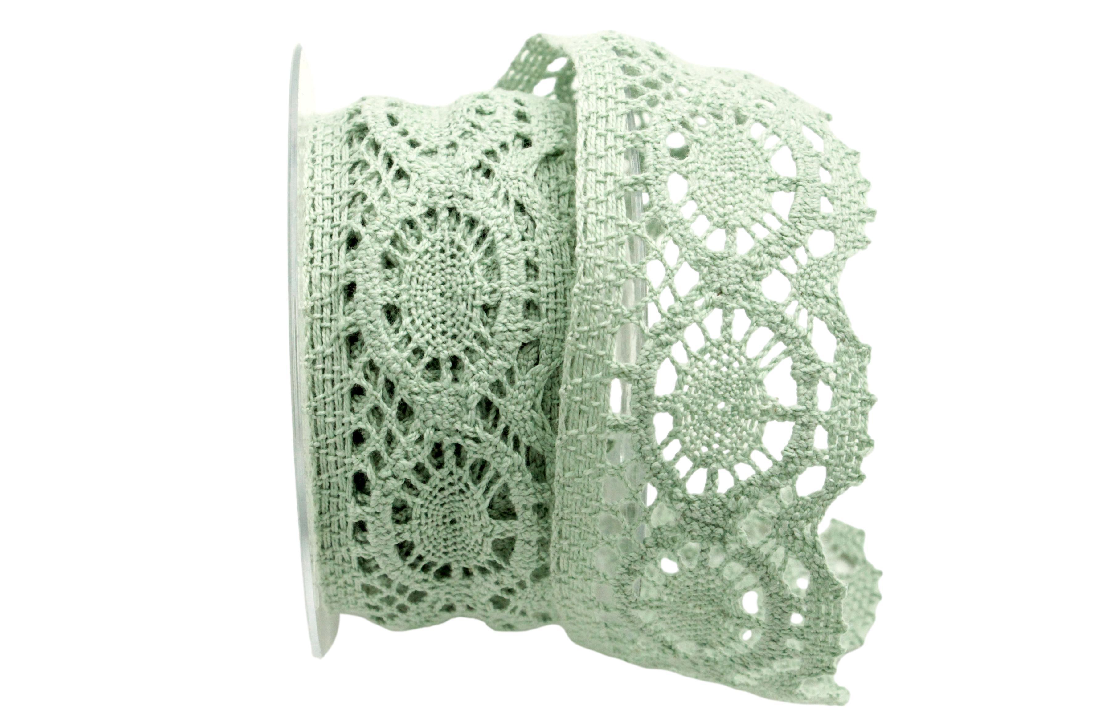 Dekoband Spitze 50mm lindgrün ohne Draht