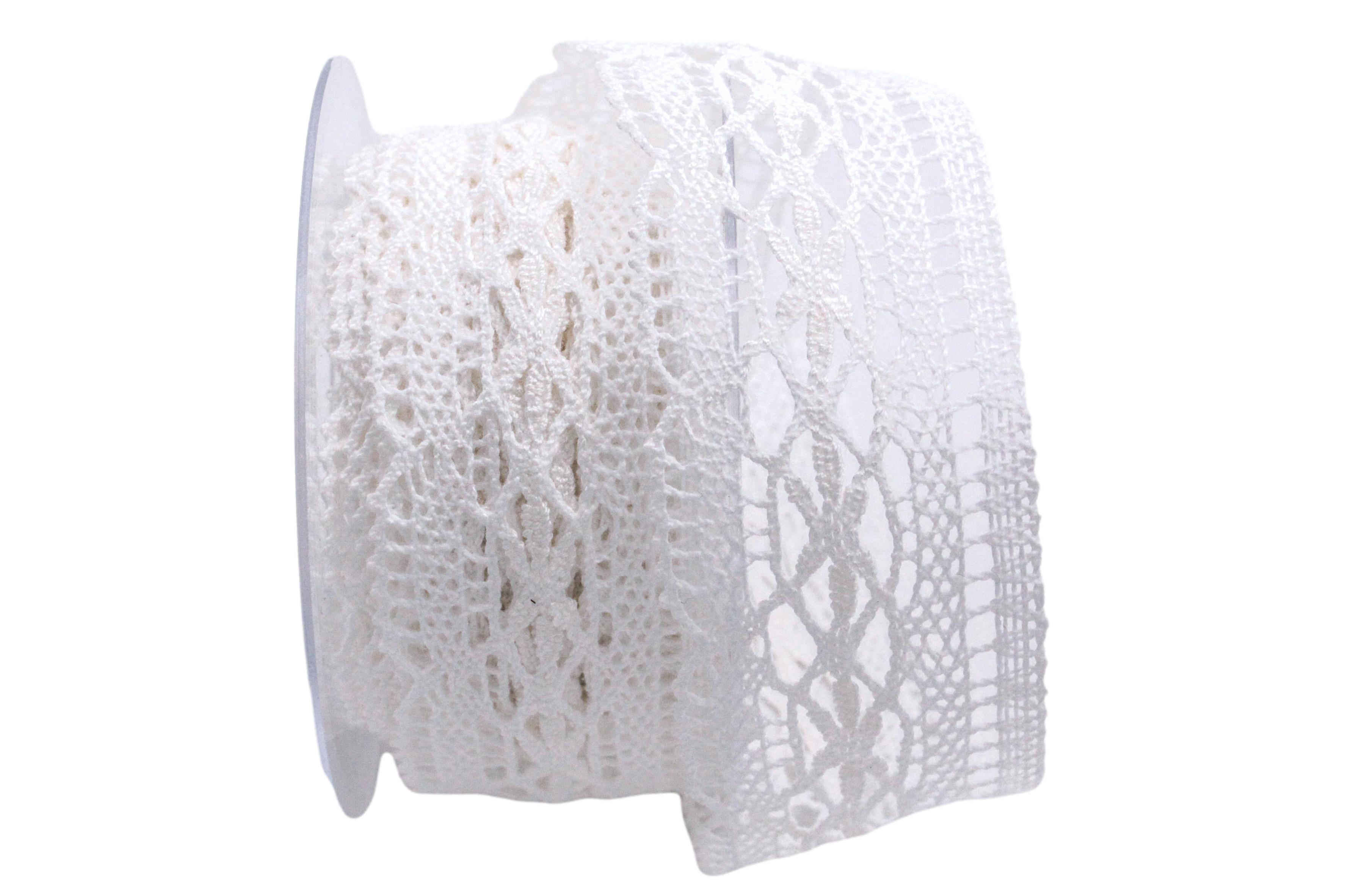 Dekoband Spitze 50mm weiß ohne Draht