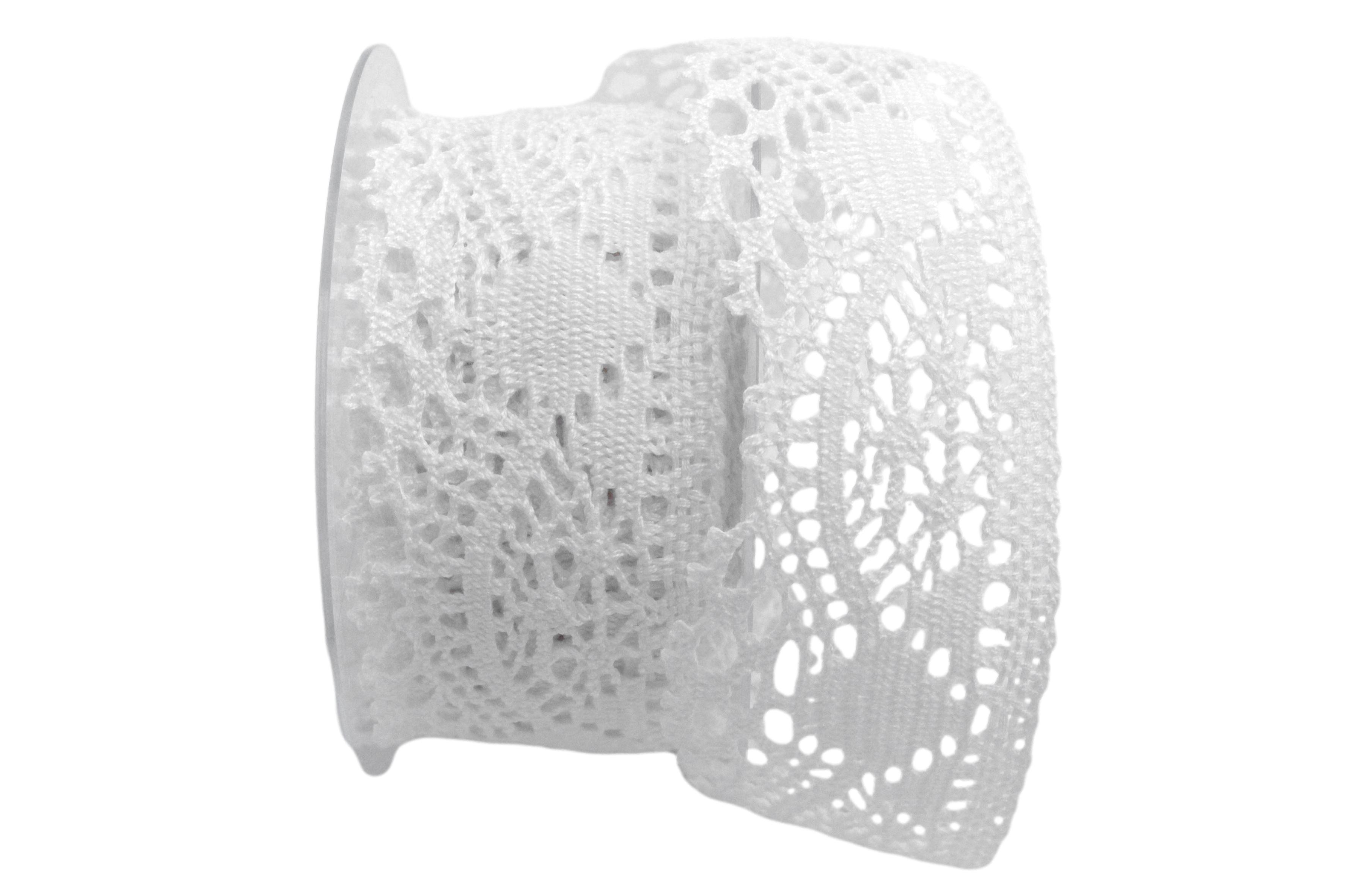 Dekoband Spitze 50mm weiß ohne Draht