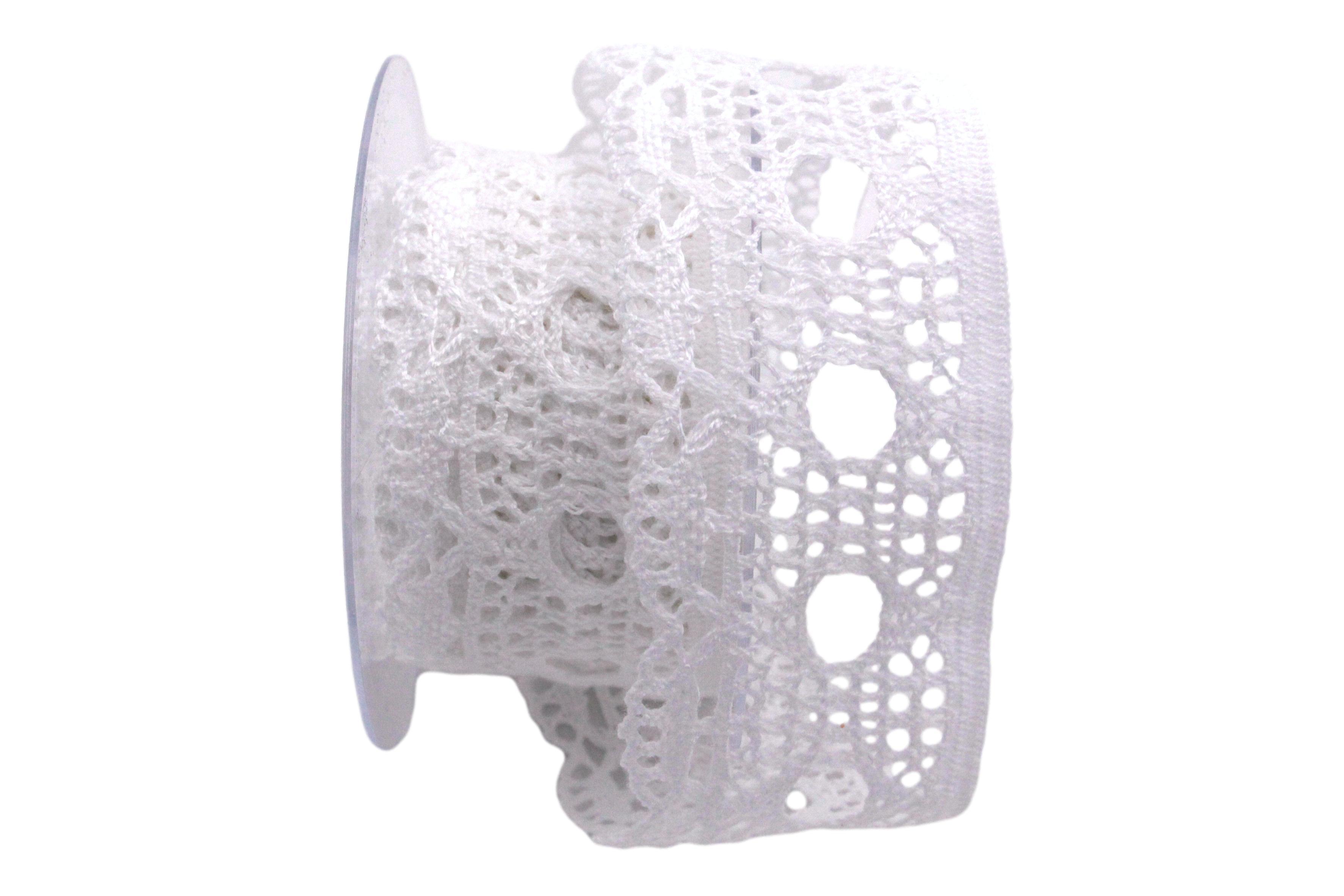Dekoband Spitze 50mm weiß ohne Draht