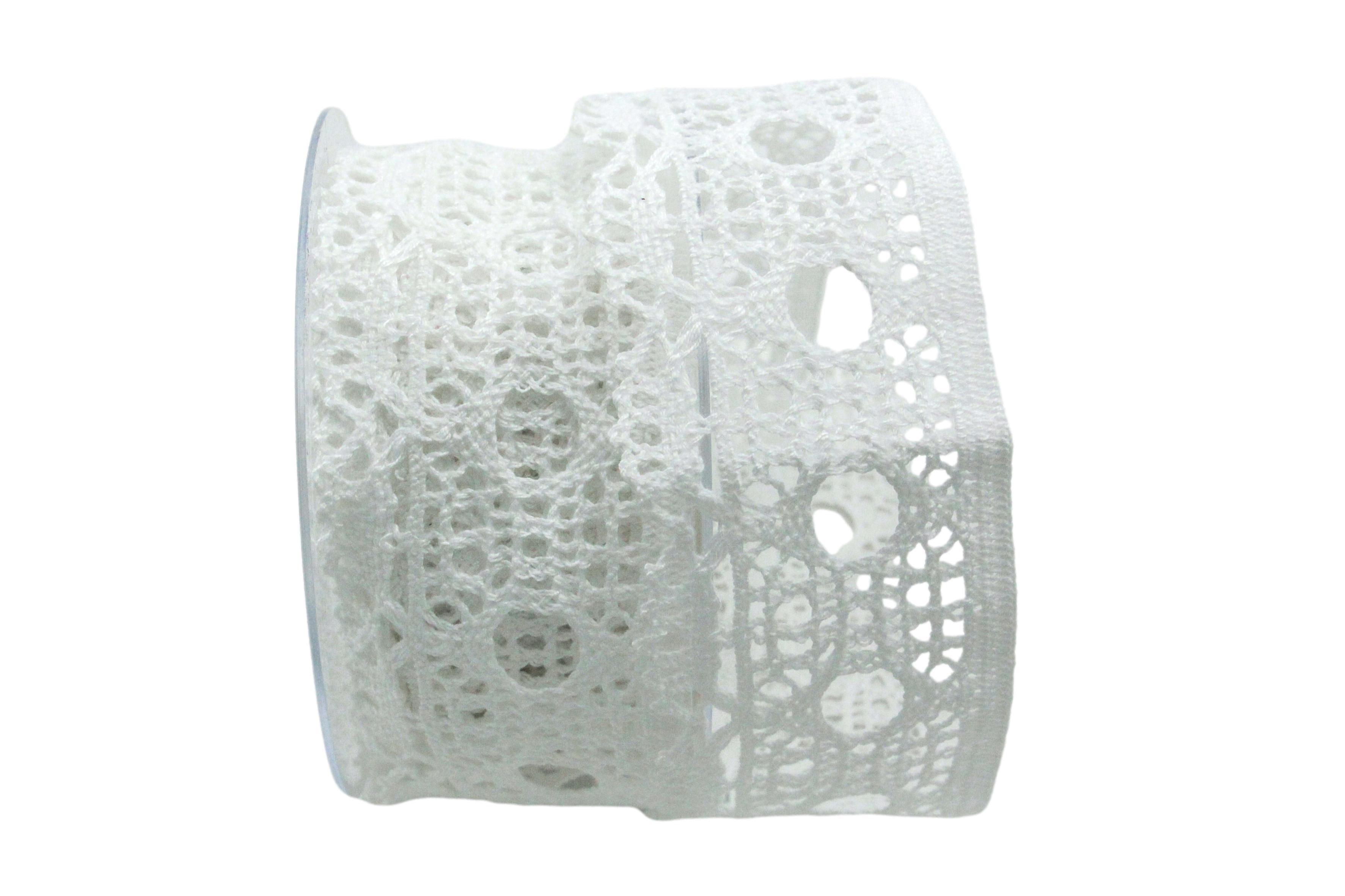 Dekoband Spitze 50mm weiß ohne Draht