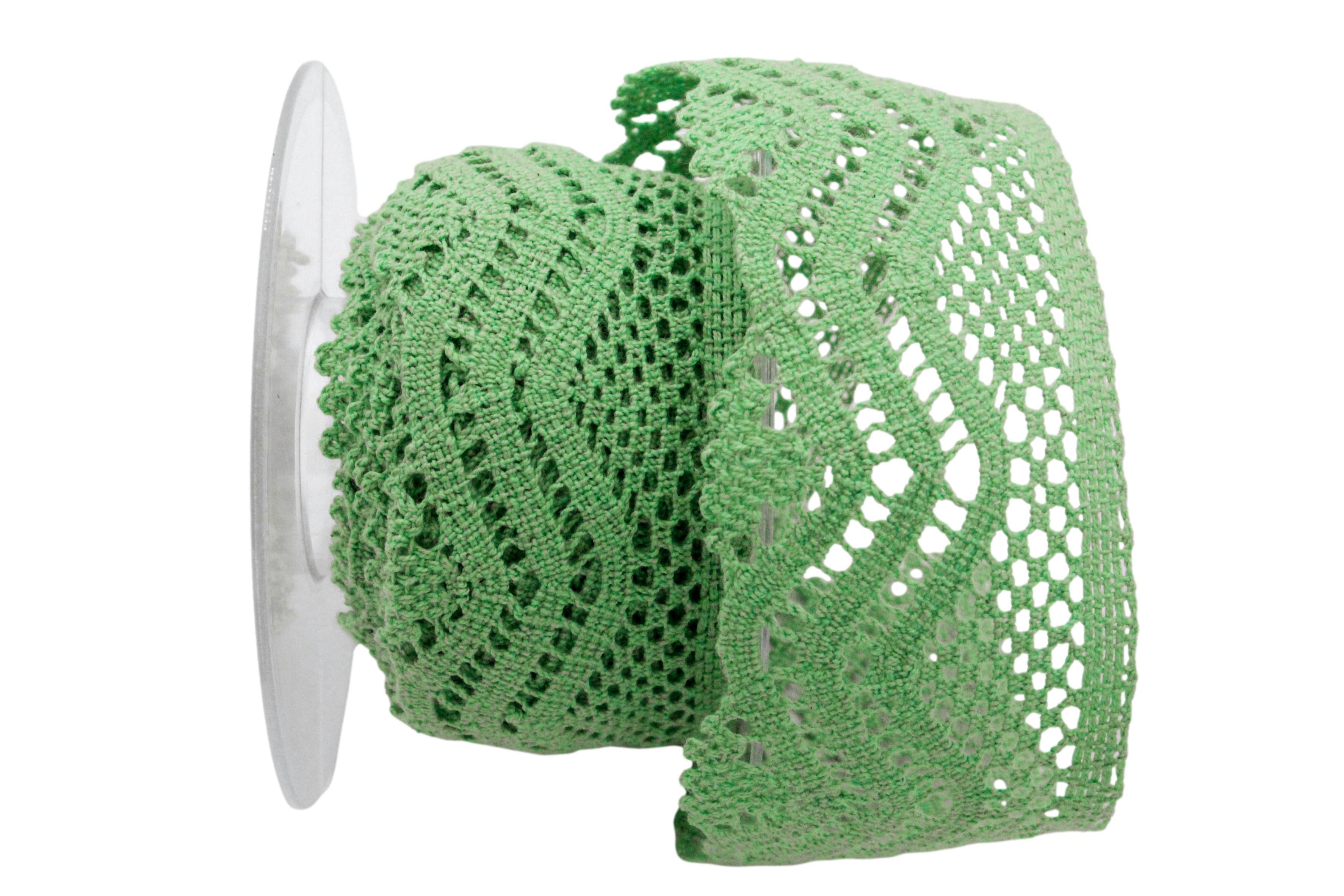 Dekoband Spitze 60mm grün hellohne Draht