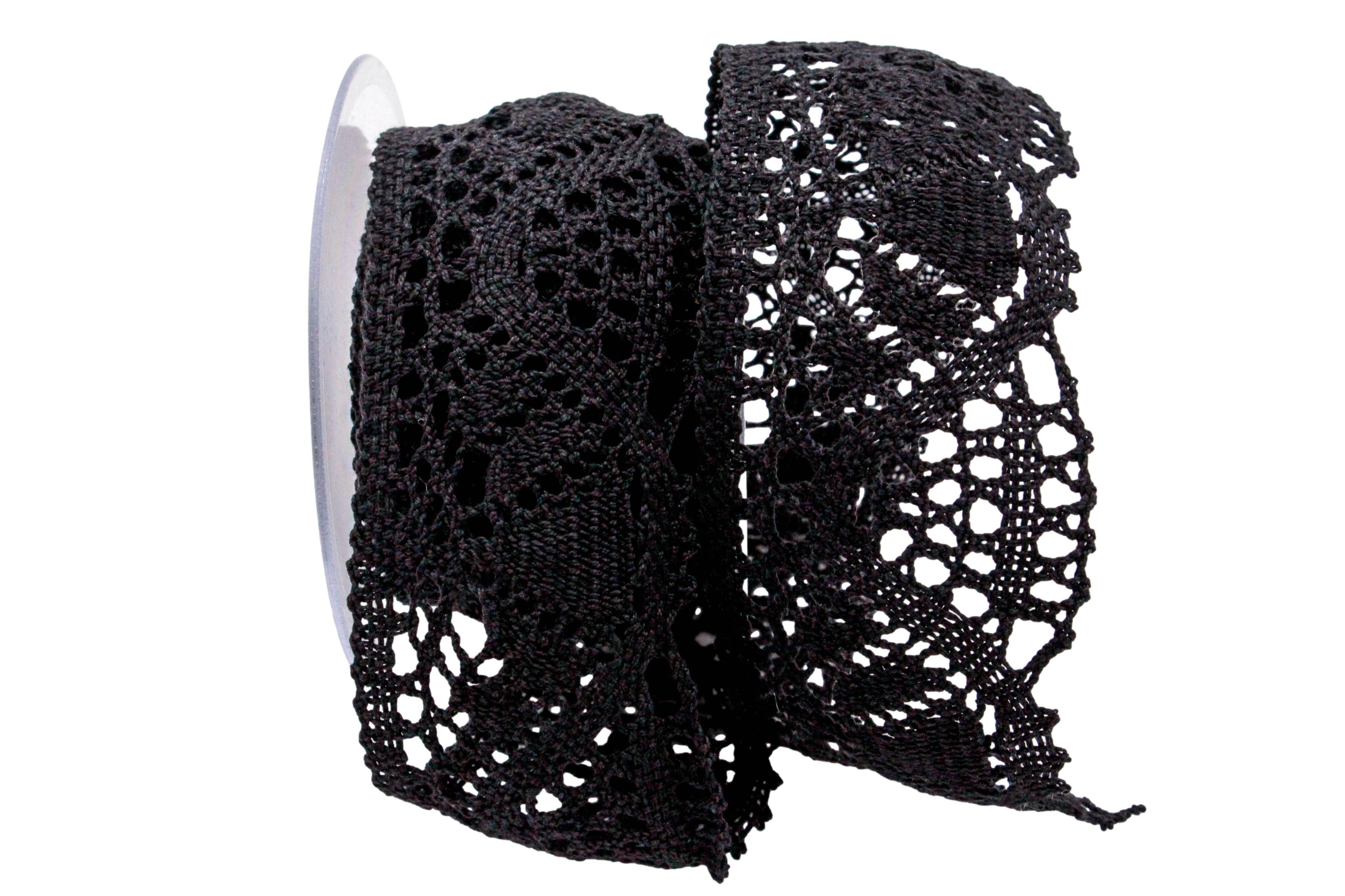 Dekoband Spitze 65mm schwarz ohne Draht