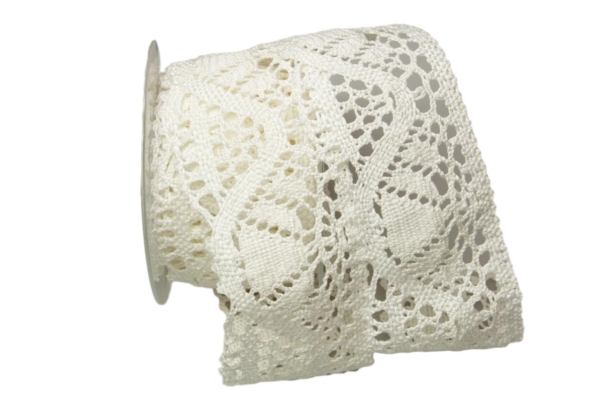 Dekoband Spitze 65mm wollweiß ohne Draht