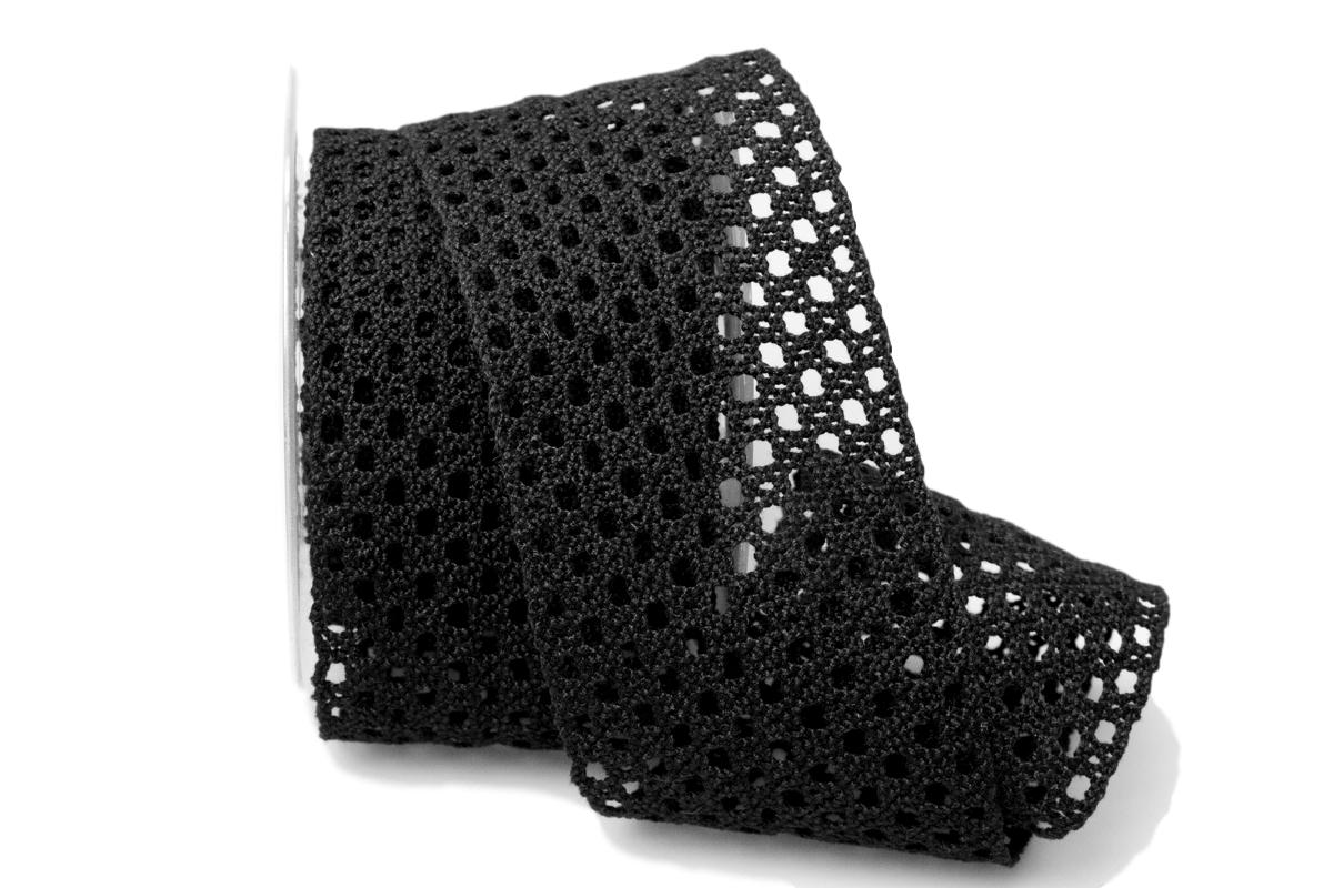 Dekoband Spitze 70mm schwarz ohne Draht
