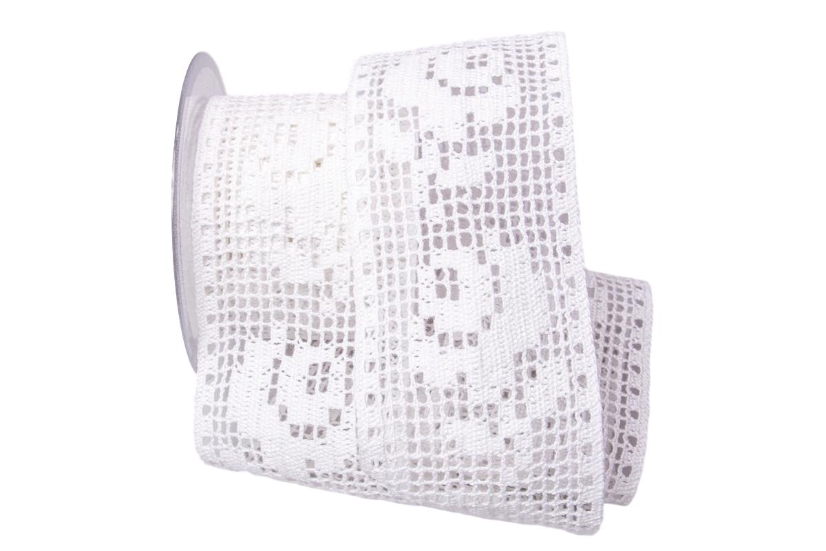 Dekoband Spitze 70mm weiß ohne Draht