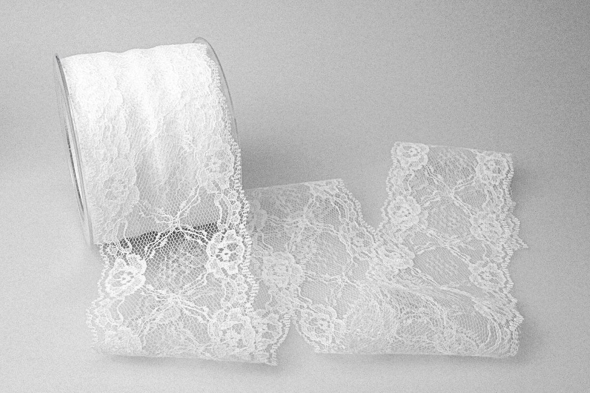 Dekoband Spitze 70mm wollweiß ohne Draht