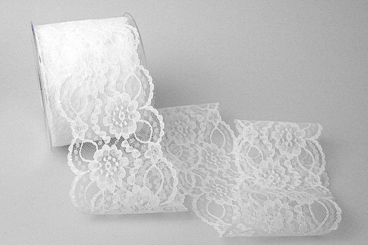 Dekoband Spitze 70mm weiß ohne Draht