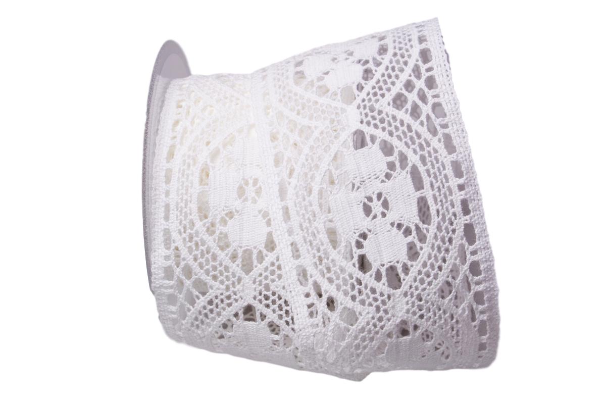 Dekoband Spitze 75mm weiß ohne Draht