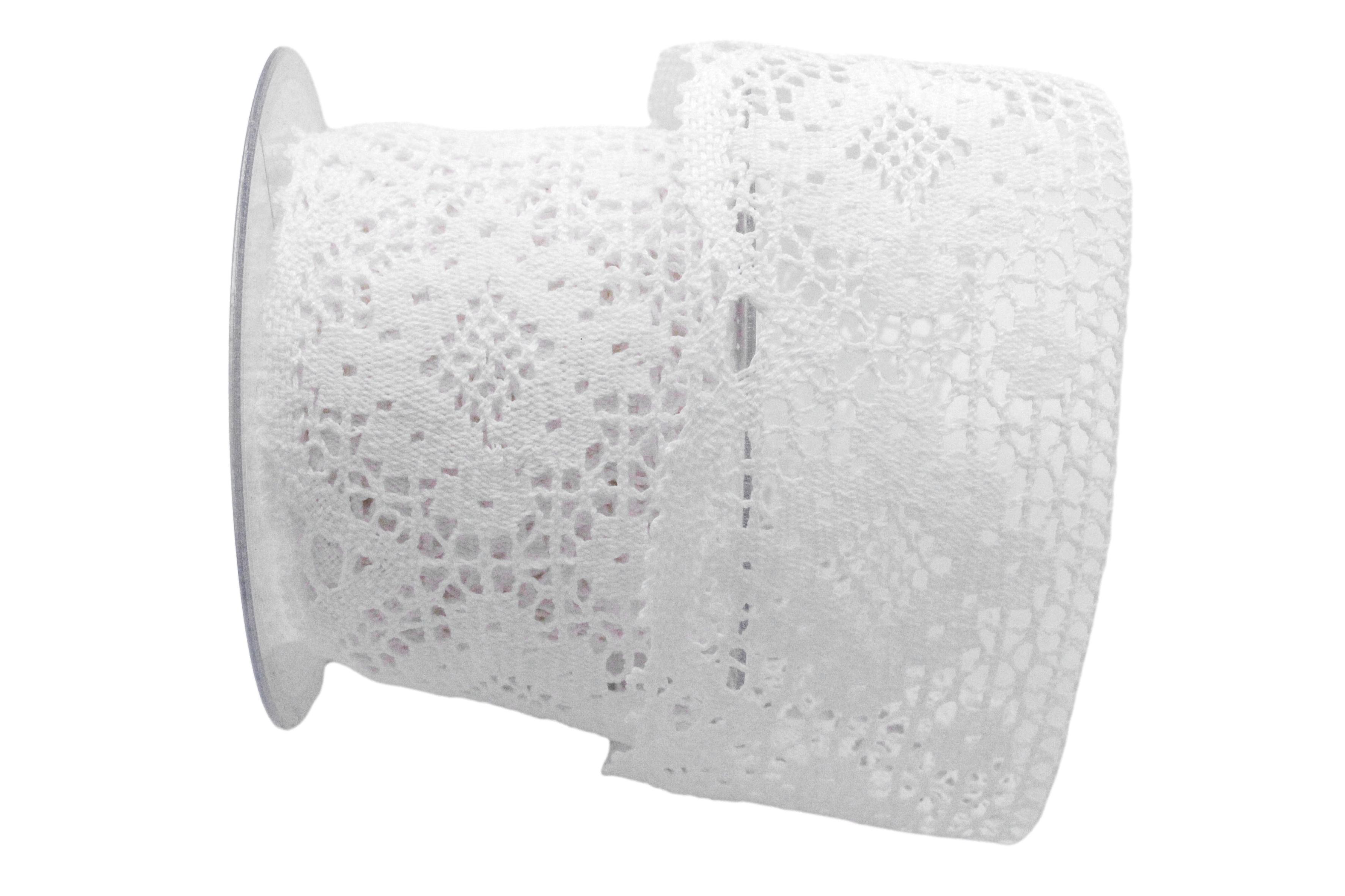 Dekoband Spitze 75mm weiß ohne Draht