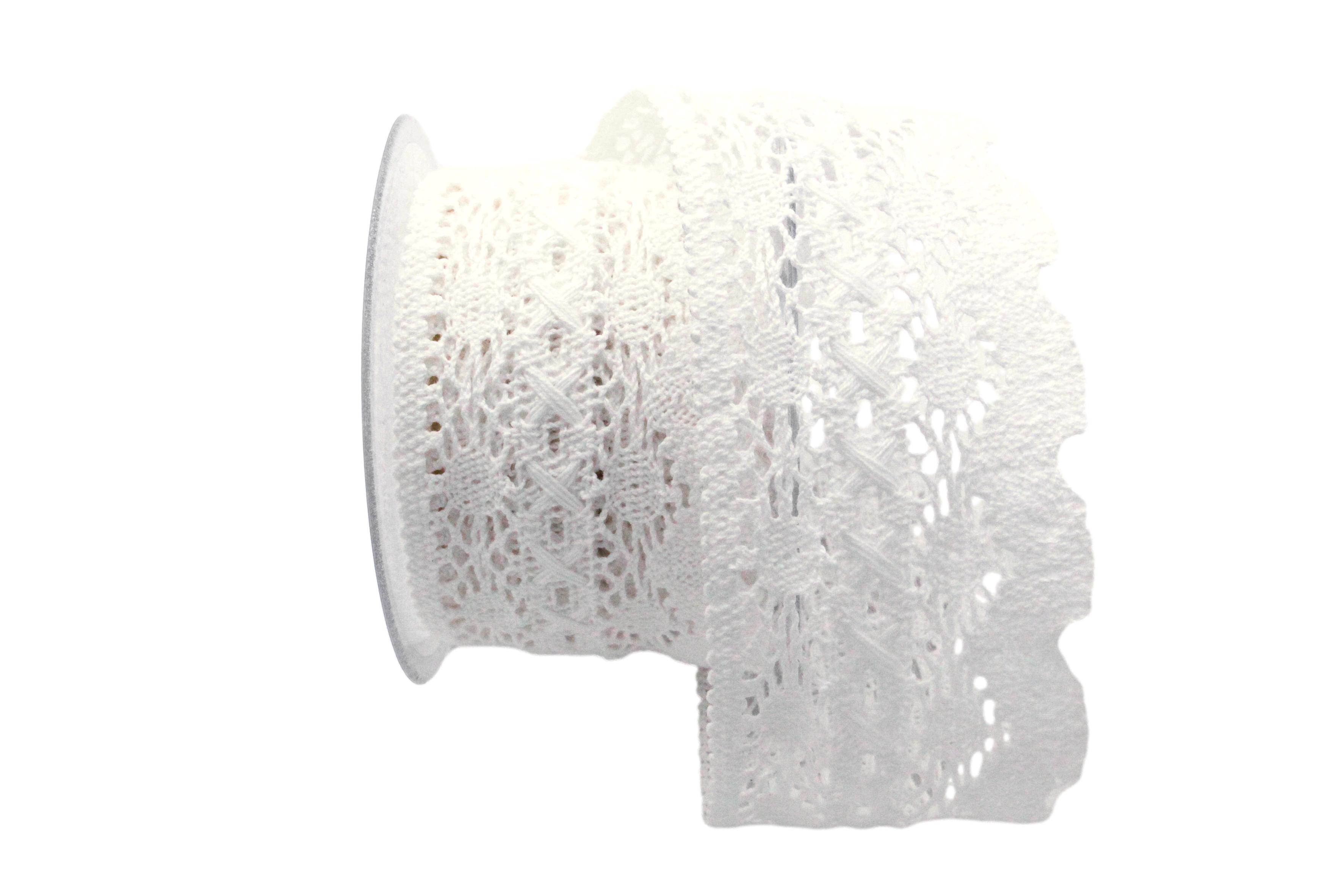 Dekoband Spitze 75mm weiß ohne Draht