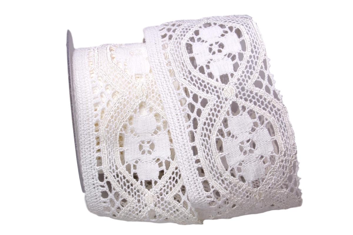 Dekoband Spitze 75mm weiß ohne Draht