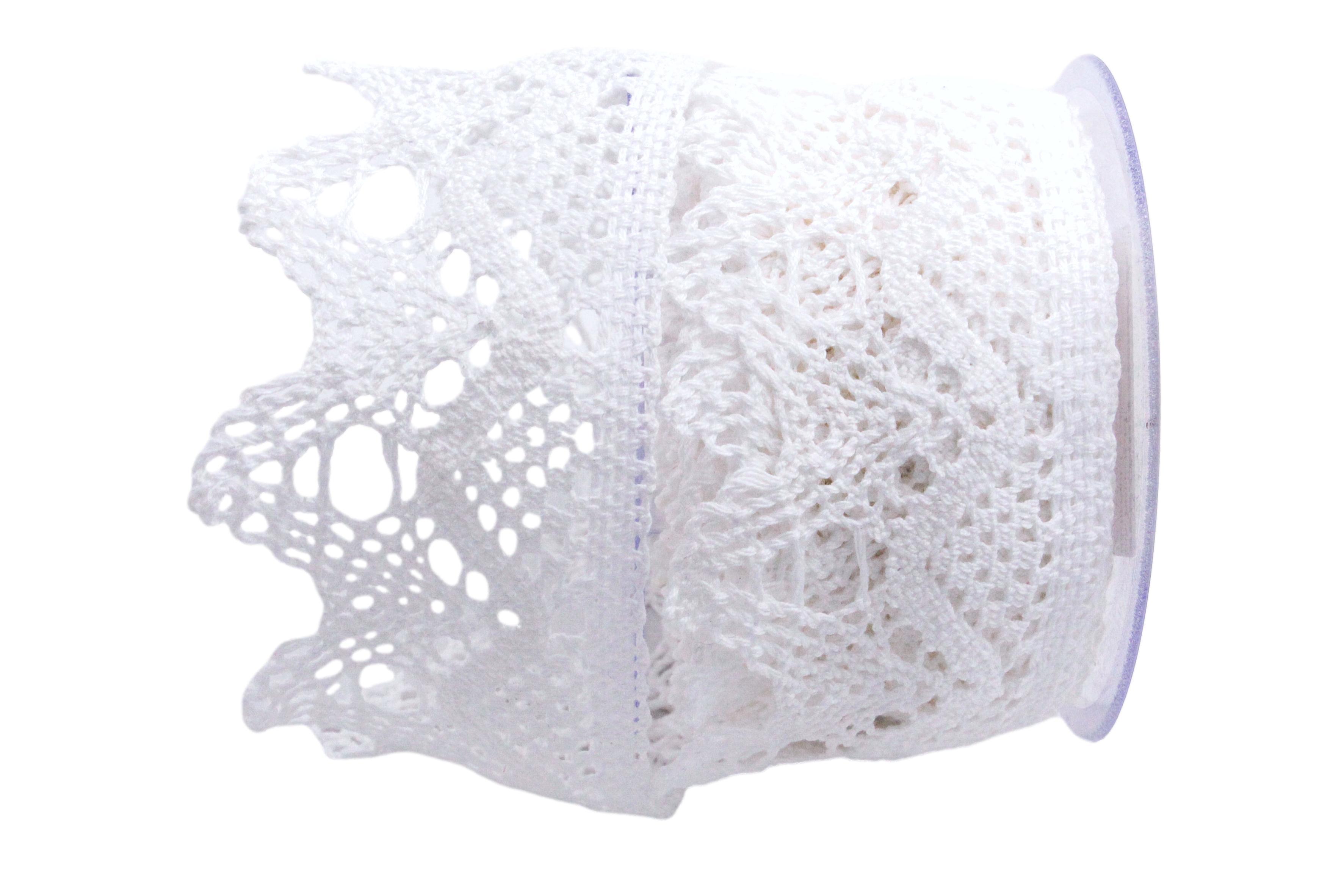 Dekoband Spitze 75mm weiß ohne Draht