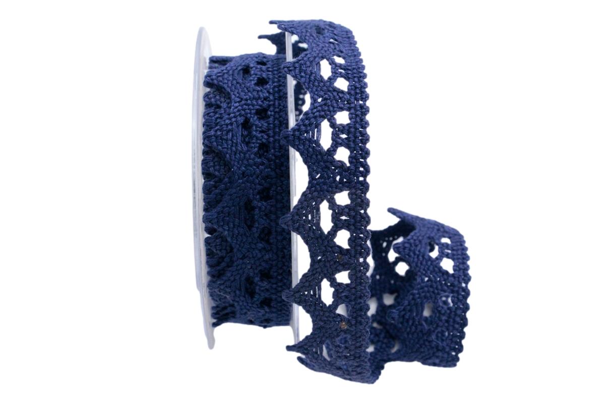 Dekoband Spitze blau 25mm ohne Draht