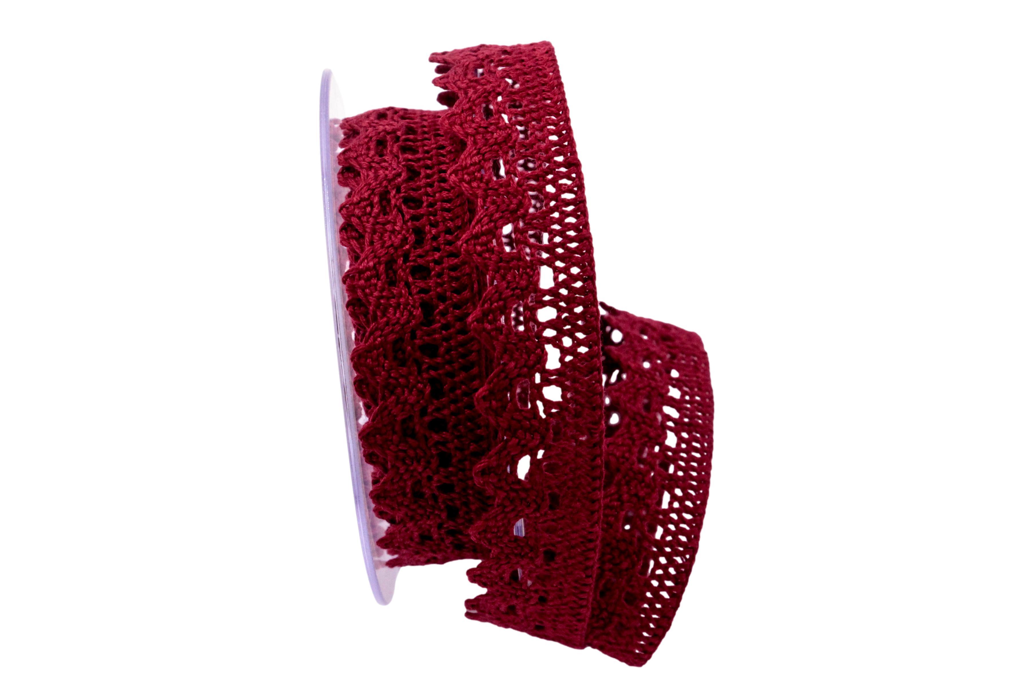 Dekoband Spitze bordeaux 25mm ohne Draht