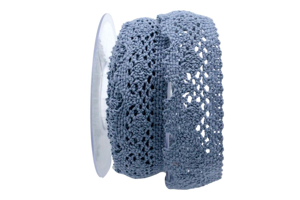 Dekoband Spitze ca. 35mm blau ohne Draht
