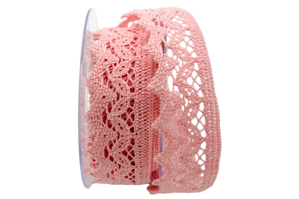 Dekoband Spitze ca. 35mm rosa / pink ohne Draht
