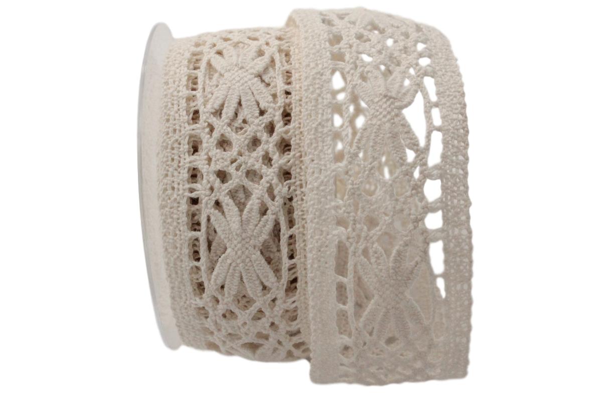 Dekoband Spitze creme 50mm ohne Draht