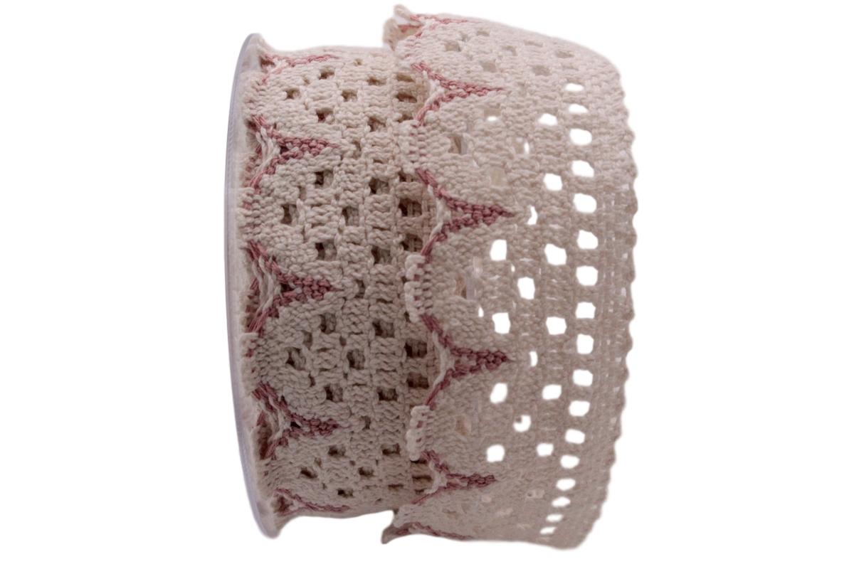 Dekoband Spitze creme / altrosa 40mm ohne Draht