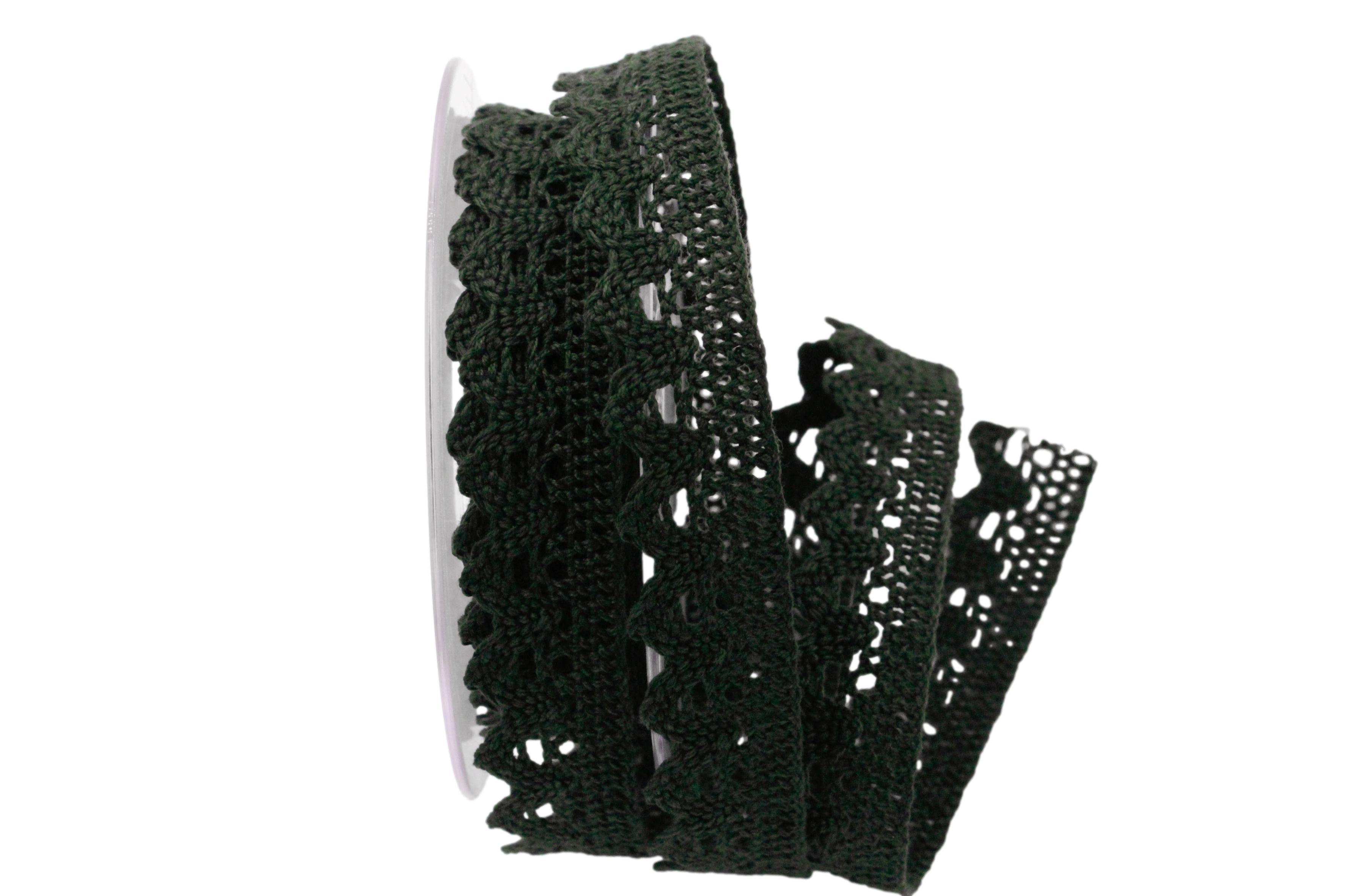 Dekoband Spitze dunkelgrün 25mm ohne Draht