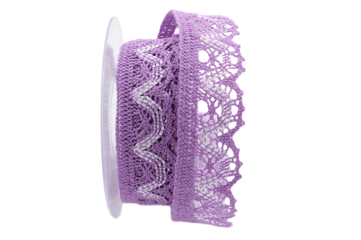 Dekoband Spitze flieder / weiß 40mm ohne Draht