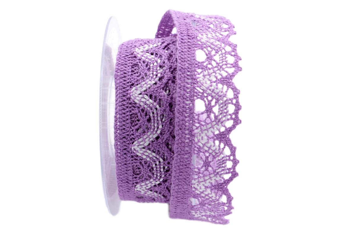 Dekoband Spitze flieder / weiß ca. 35mm ohne Draht